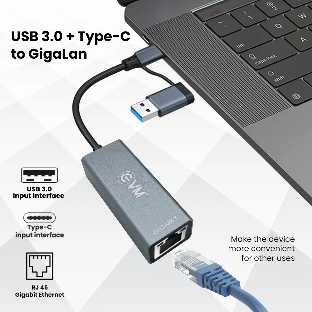 EVM Type-C + USB to Giga Lan Converter (GL2) view 2